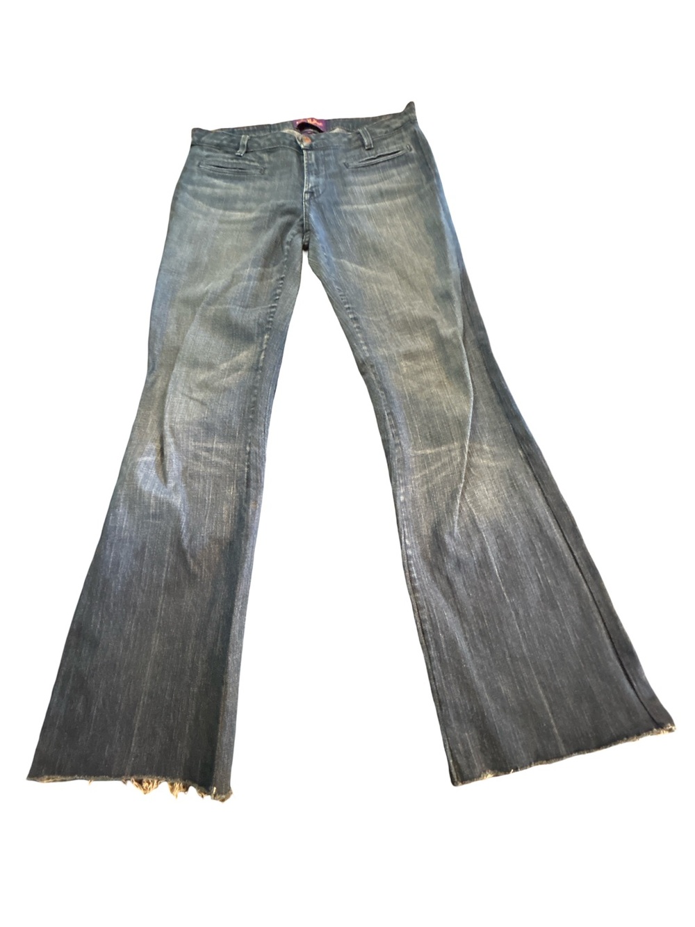 Landlubber Flare Leg Jeans Blue Denim Raw Hem Boho Hippie size 30